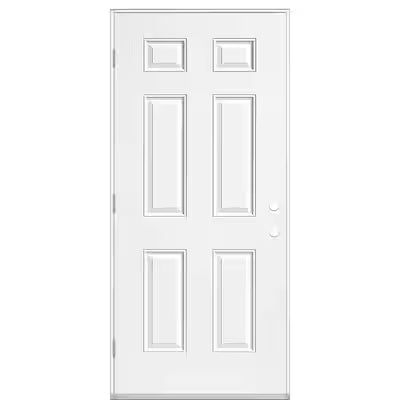 Masonite 36 in. x 80 in. Premium 6 Panel Right-Hand Outswing Primed Impact Steel Prehung Front Exterior Door